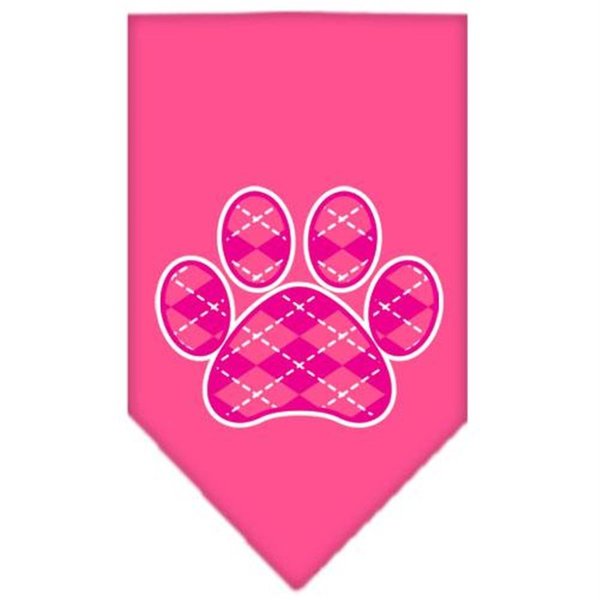 Unconditional Love Argyle Paw Pink Screen Print Bandana Bright Pink Small UN797490